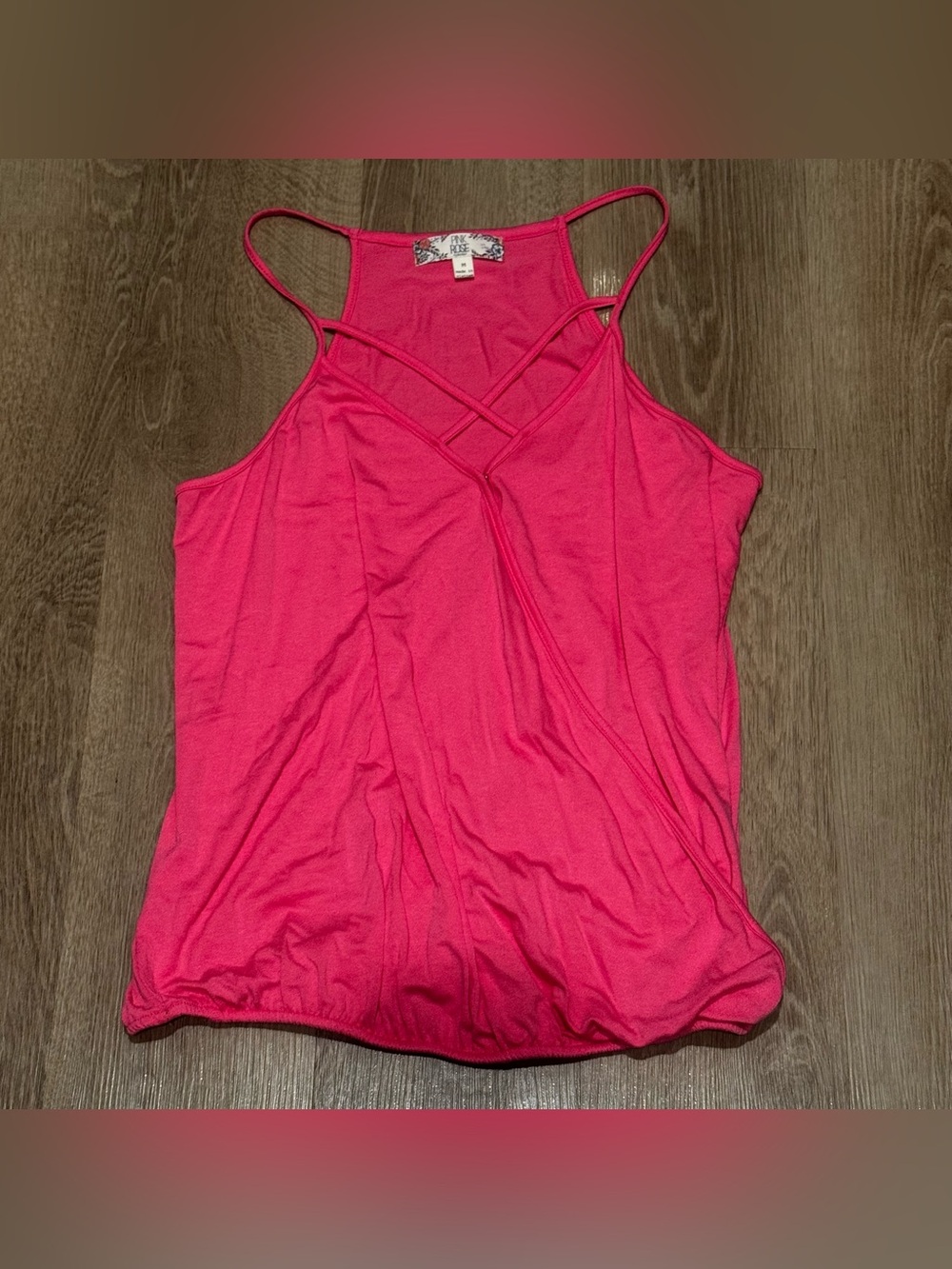 Pink Rose Hot Pink Crisscross Strappy Camisole